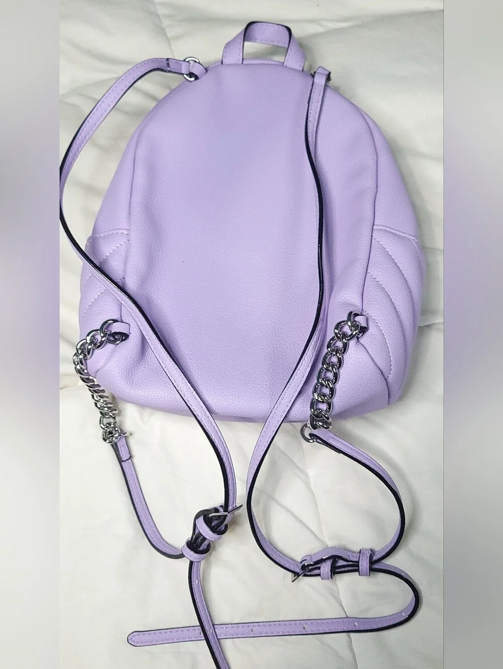 Victoria's Secret Lilac Quilted Mini Backpack with Chain Accent